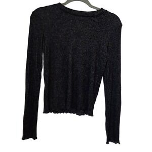 Nordstrom Girls Long Sleeve Black Grey knit Top‎ Minimalist Size XL